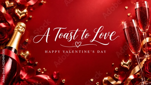 Celebration of Love With Sparkling Drink and Decorations for Valentines Day