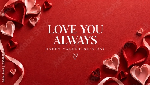 Love You Always With Hearts and Ribbons for Valentines Day