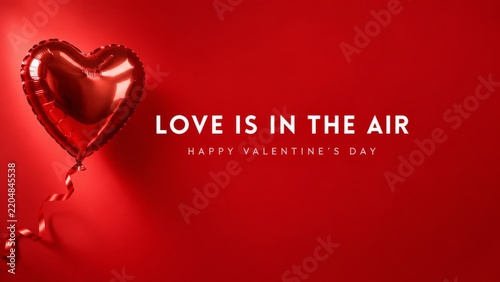 Love is in the Air With a Red Heart Balloon and a Message for Valentines Day