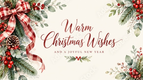 Warm Christmas Wishes and a Joyful New Year With Festive Decorations