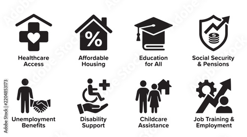 Social Welfare and Public Services Icon Set