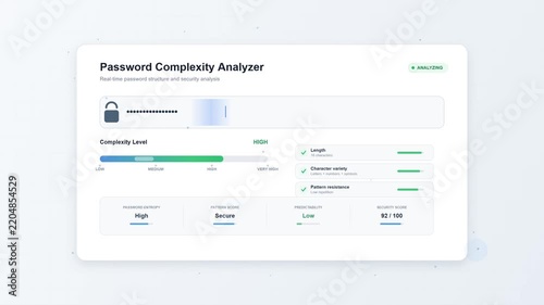 Digital password complexity analyzer interface grid on light background