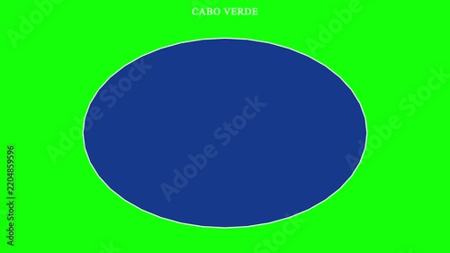 Cabo Verde world map outline animation tracing country boundaries and transitioning into a solid fill for geographic motion graphics.