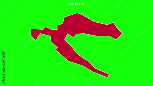 Croatia world map outline stroke to solid fill animation