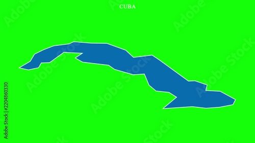 Cuba world map outline stroke to solid fill animation