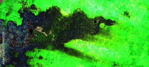 Panel kuchenny z motywem Abstract vibrant green and black grunge textured background with rough stained concrete
