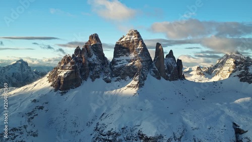 Beautiful Panorama of Dolomites Mountains During Winter