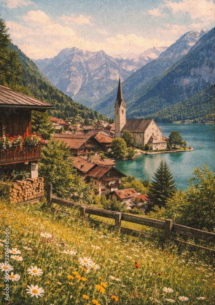 Obraz premium Scenic alpine village landscape.