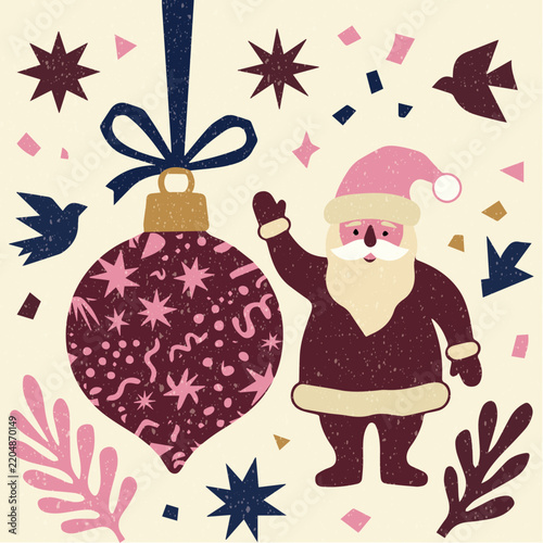 Paperstyle Christmas theme cute poster elements design