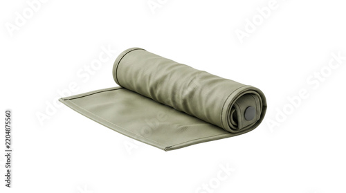 Tactical olive drab tool roll pouch, durable canvas equipment organizer, military green fabric storage wrap for hardware and gear isolated PNG with Transparent Background