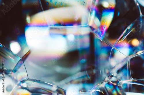 macroshot of iridescent soap foam 