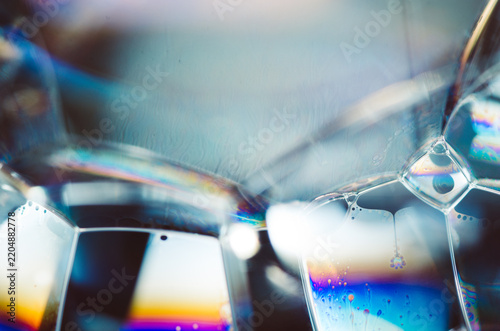 macroshot of iridescent soap foam 