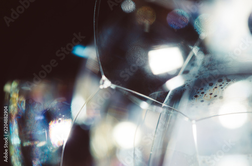 macroshot of iridescent soap foam 