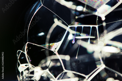 macroshot of iridescent soap foam 