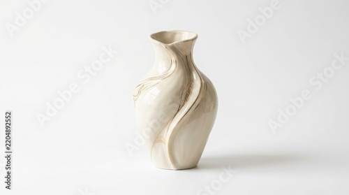 Ceramic vase on white background for home decor or product display with copy space