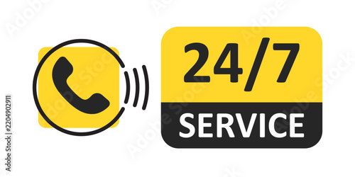 24/7 service icon in flat style. Customer support vector illustration on isolated background. Delivery service sign business concept.