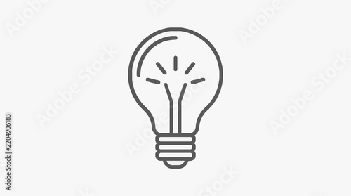 Картината върху платно Light bulb outline drawing on white background representing innovation and creat