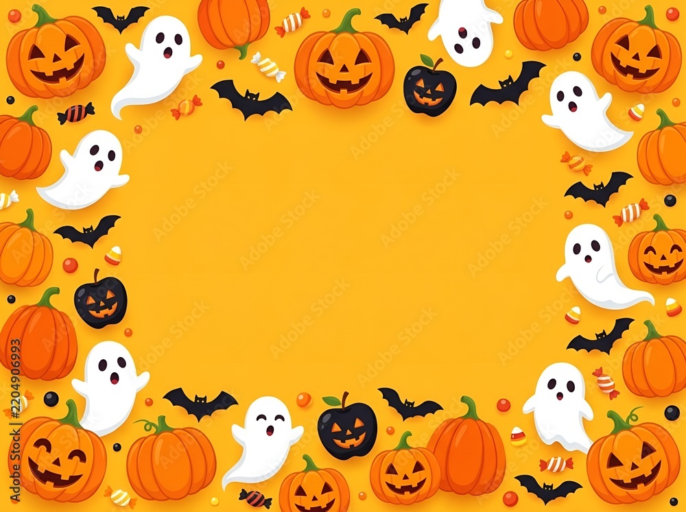 Obraz premium Halloween cartoon illustrations with ghosts and pumpkins