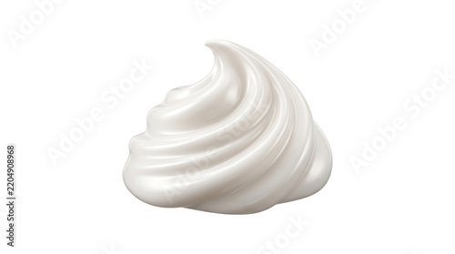 A single swirl of delicious white whipped cream or soft serve ice cream presented as a high quality object isolated on transparent background