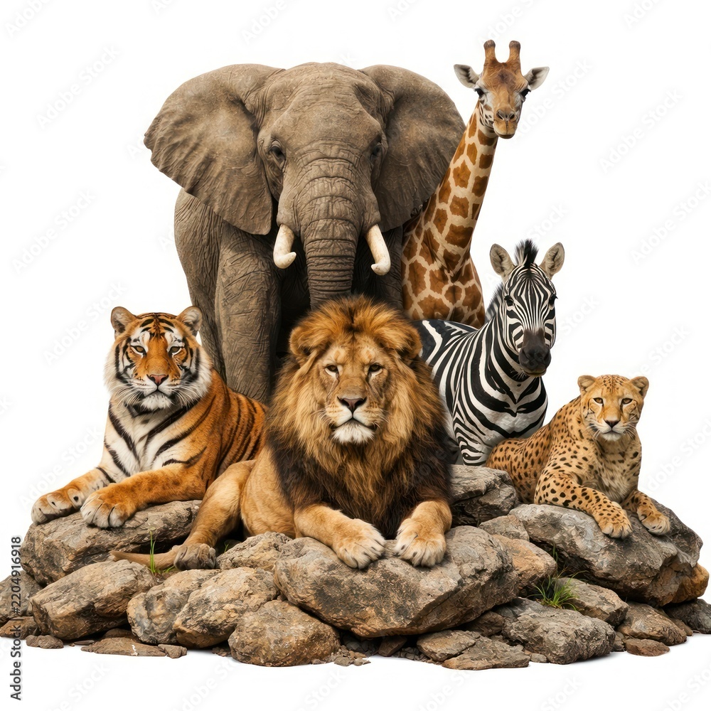 Fototapeta premium Wildlife group on rocky terrain.