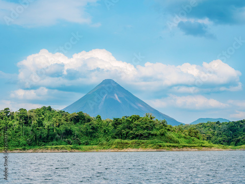 View over Lake Arenal towards Arenal Volcano, La Fortuna, Alajuela Province, Costa Rica