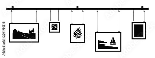 Picture Hanging Rail silhouette vector illustration for artwork and picture hanging support for galleries and interiors