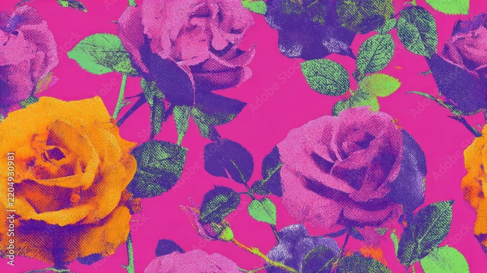 Obraz premium Vibrant floral pop art illustration.