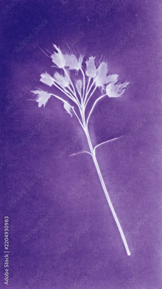 Obraz premium Purple-toned floral silhouette mobile wallpaper with a minimalist style.