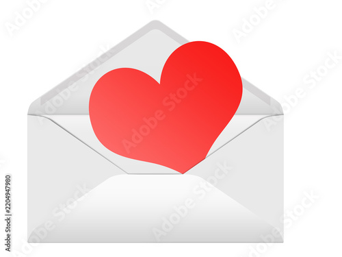 Red heart in the envelope
