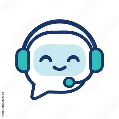 AI Customer Support Flat Vector Icon