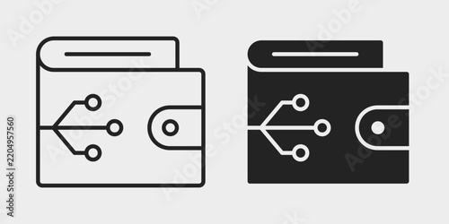 Digital Wallet Icon represents electronic storage and management of money, payment details, or financial credentials. Ideal for mobile payments, online transactions, and digital banking.