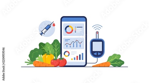 Digital health monitoring with smartphone and glucometer.