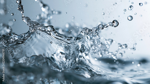 Fresh Water Splash with Droplets in Motion