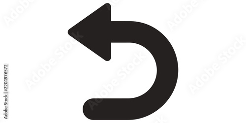 Black u turn arrow icon for navigation web interface and user control.