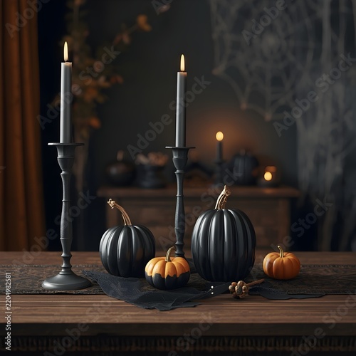 halloween pumpkin and candles