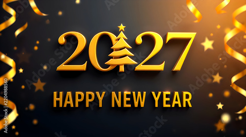 Happy new year 2027 celebration with fireworks