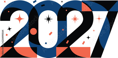Festive 2027 year number design with stars