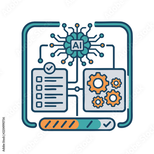 AI Task Management Flat Vector Icon