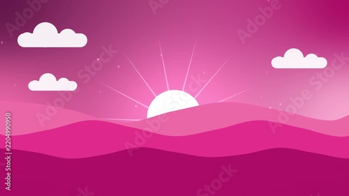 Breast Cancer Awareness Pink Sunrise Over Hills Clouds Animation Background