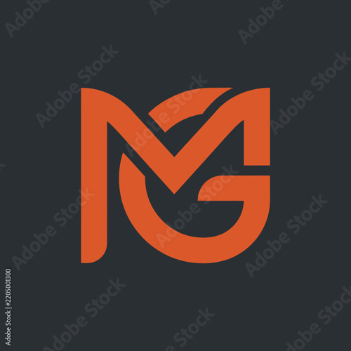 MG Monogram Logo Orange Letter Mark Isolated Graphic Design Element