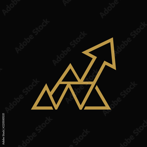 Golden Arrow Graph Rising Above Mountains Business Growth Concept Isolated Icon