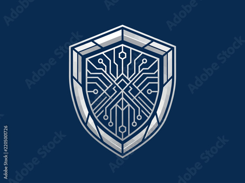 Digital Shield Circuitry Technology Security Emblem Concept