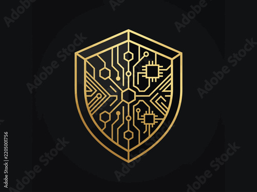 Digital Shield Icon For Cybersecurity And Technology Protection Symbol