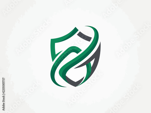 Abstract Shield Logo Design Security Emblem Protection Symbol Modern Icon Green and Grey