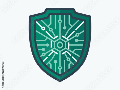 Digital Shield Icon Representing Cyber Security And Technology Protection Concepts