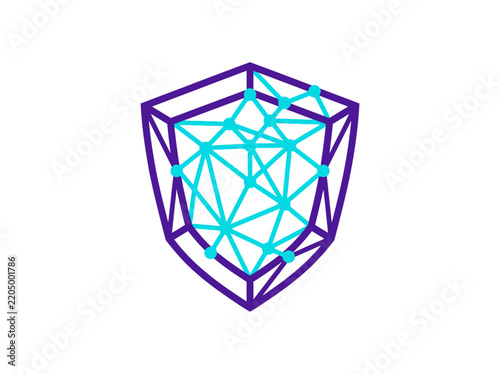 Abstract shield network icon cybersecurity digital protection secure data technology concept isolated on transparent background