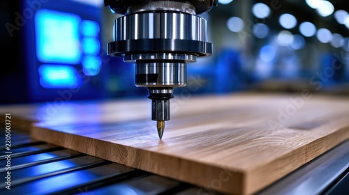 Precision machining with automated cutting tool on wood surface