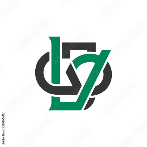Monogram LSV Intertwined Letters Green and Black Logo Design Isolated Vector Graphic