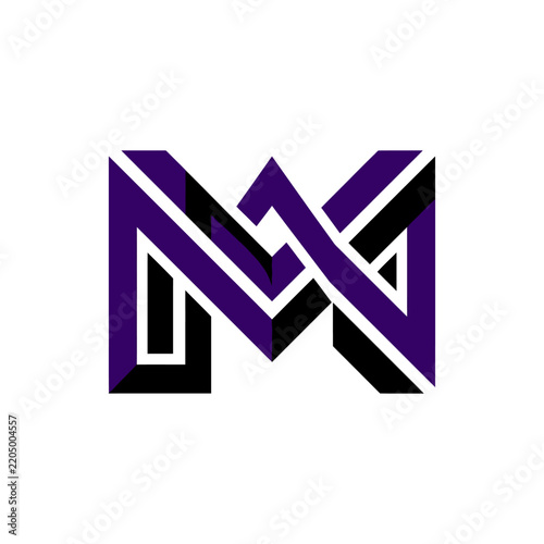 Monogram MA Logo Design Abstract Interlocking Letters Modern Geometric Shape Purple and Black