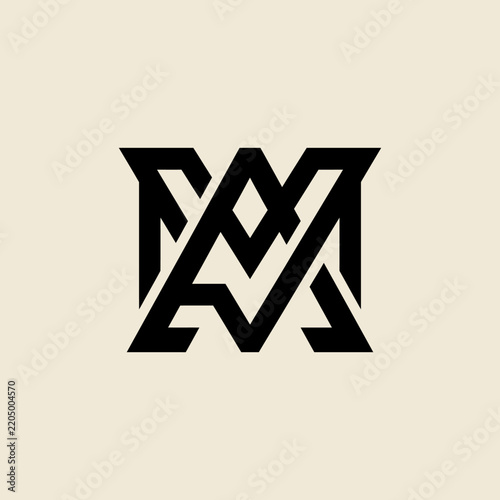 Monogram MA Logo Design Interlocking Letters Modern Geometric Emblem Isolated